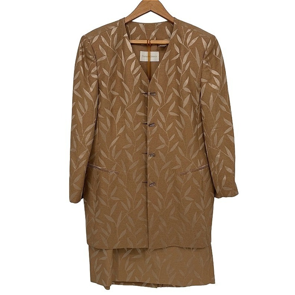 Dana Buchman Skirt Suit SET Leaf Jacquard Blazer Pencil Skirt Professional Sz 14